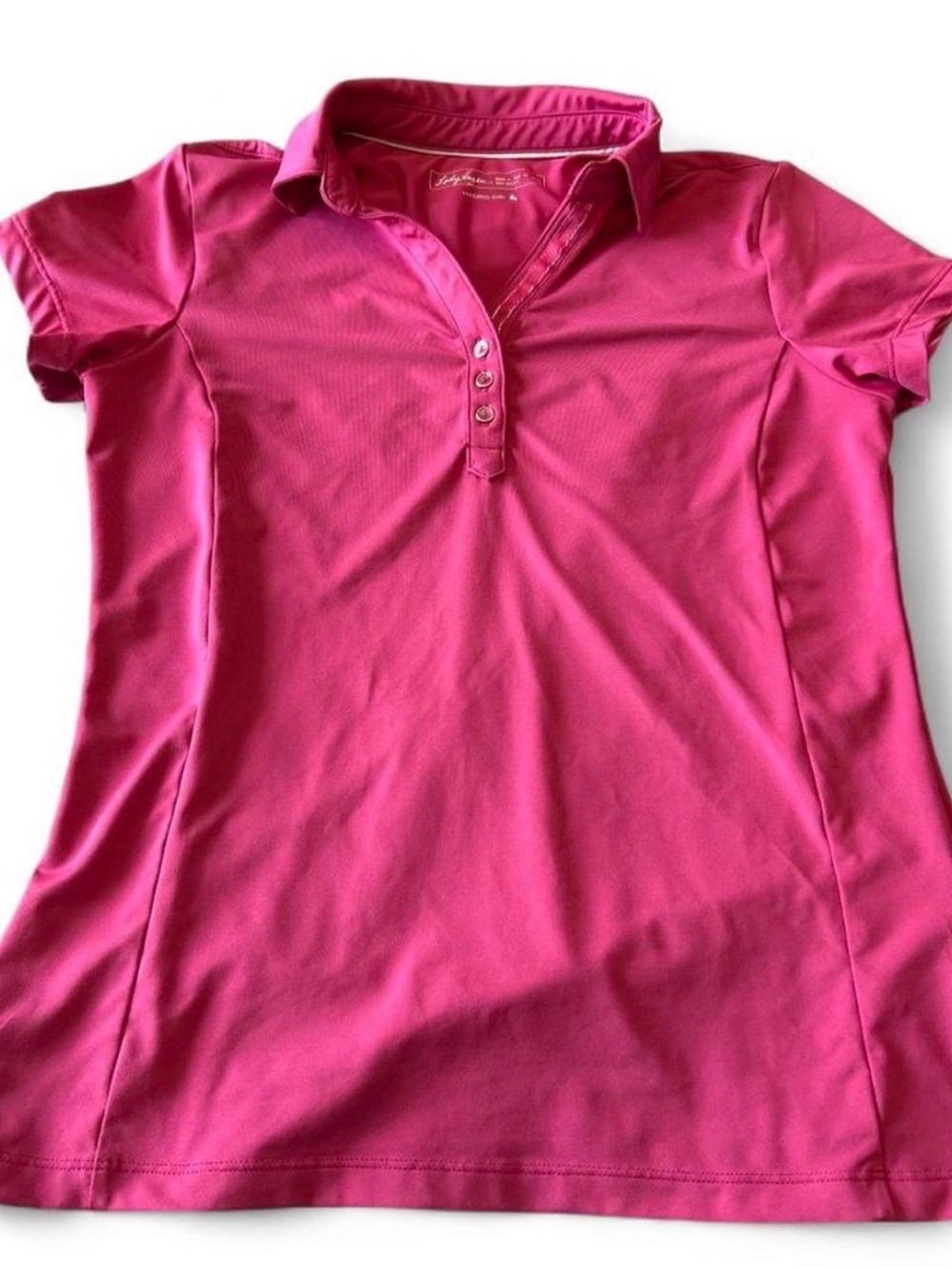 Lady Hagen Hot Pink Button-Down Polo Top